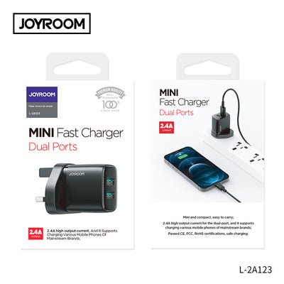 L-2A123 2.4A Dual ports mini fast charger EU/UK/US