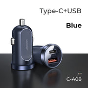 C-A08 Mini dual-port 30W smart car charger PD+QC3.0