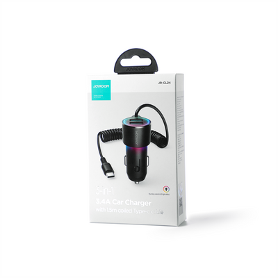 JR-CL24/JR-CL25 17W 3-in-1 Wired Car Charger(Type-C/Lightning)