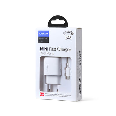 L-2A123 2.4A Dual ports mini fast charger EU with cable