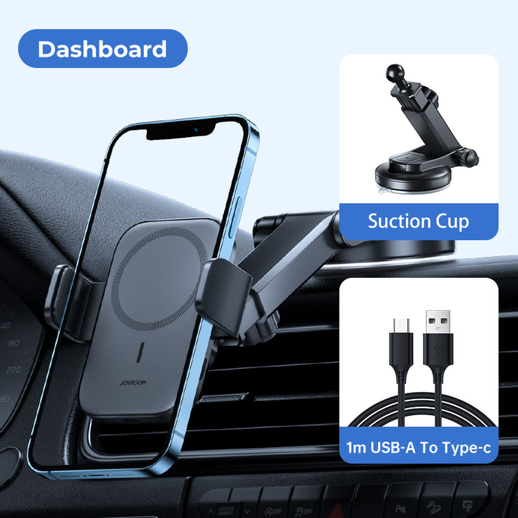 JR-ZS295 Magnetic Wireless Car Charger Holder air vent & dashboard