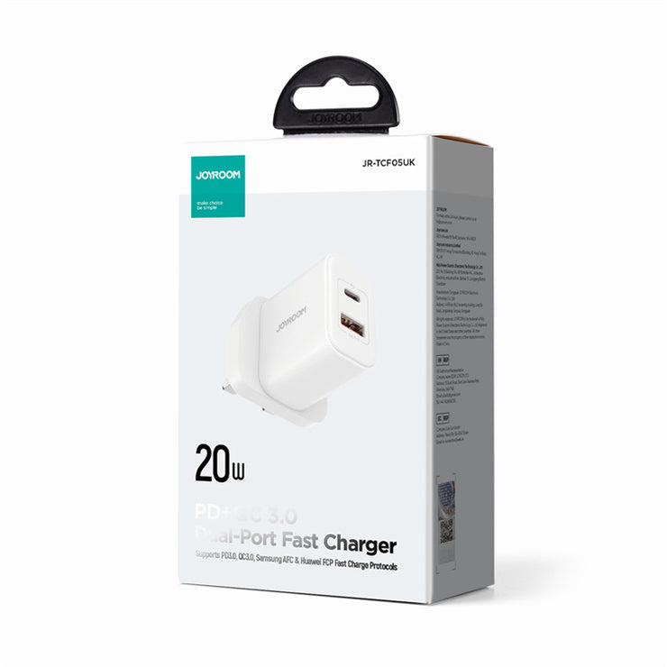 JR-TCF05 20W PD+QC Charger-EU/UK/US-White/Black