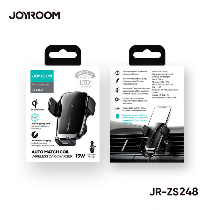 JR-ZS248 Electric Wireless Car Charger Holder air vent & dashboard & CD Version & suction cup version